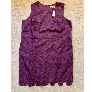 WORN ONCE LOFT Purple Floral Scalloped Dress, 26W